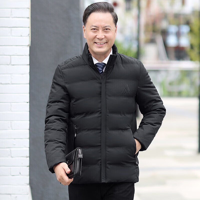 卡柏奇冬季立领外套棉服男装新款加厚短款上衣中年爸爸装 2081+黑色 L