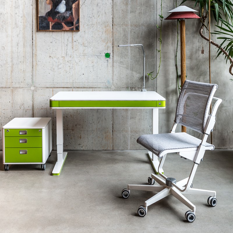 moll德国s6儿童学习椅 原装进口 透气网面 青少年适用 白腿