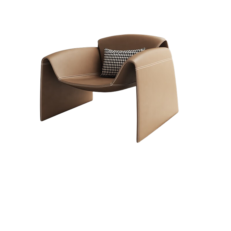 墨素 意式老虎椅極簡設(shè)計師休閑單人沙發(fā)椅客廳陽臺個性創(chuàng)意M字螃蟹椅 棕色