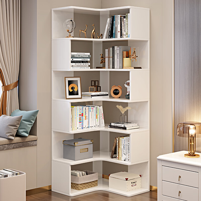 岚沐现代简约实木角柜储物柜转角书柜多层收纳置物架客厅卧室角落书架