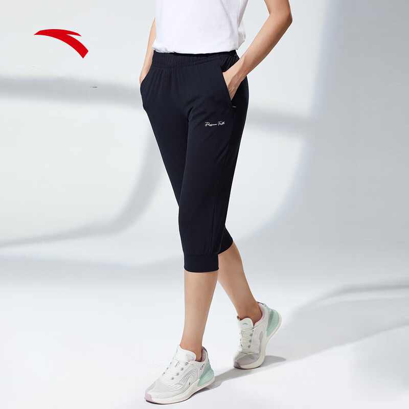 安踏七分裤女2022年夏季运动裤束脚针织7分裤子跑步休闲