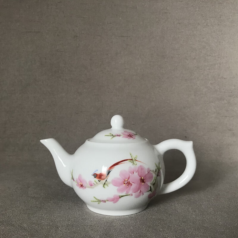 惠利得毛瓷茶杯景德镇瓷器7501毛瓷系列手绘水点桃花办公茶杯茶壶