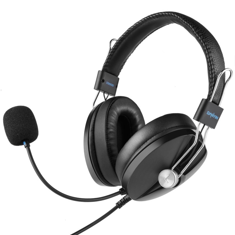 电音D9000头戴式耳麦 电脑有线耳机 人机对话中高考英语口语听说考试耳麦 带话筒网课学习降噪录音 双插头-双孔台式电脑笔记本用