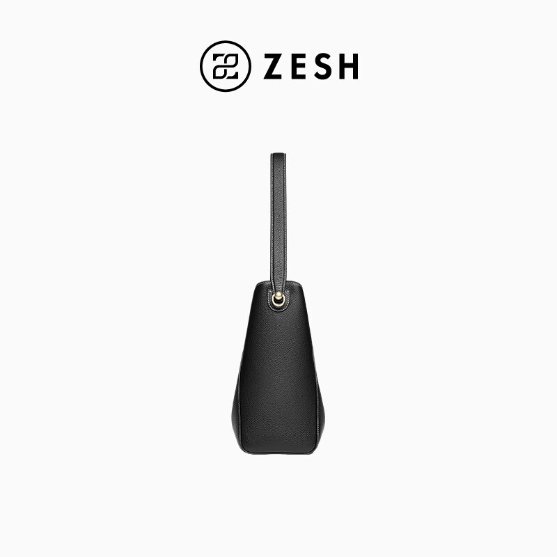 ZESH/泽尚【新品上市】留痕铜钱hobo包大容量包老钱风单肩包 黑色