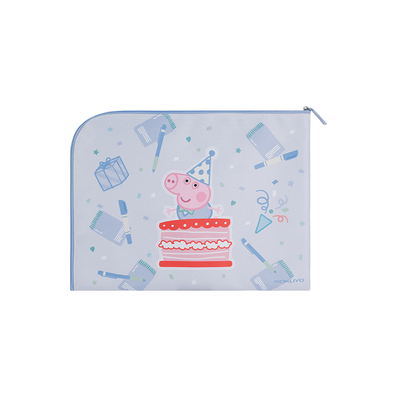 国誉(KOKUYO)小猪佩奇联名系列学生科目分类文件袋拉链袋科目袋 蓝色 1个 WSG-KU7MK11-2