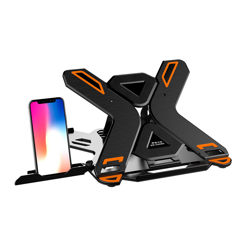 酷睿冰尊（ICE COOREL） 笔记本电脑支架可旋转8档升降手提便携散热架颈椎调节苹果华为增高架 E5支架 黑色 带手机支架+不带转盘