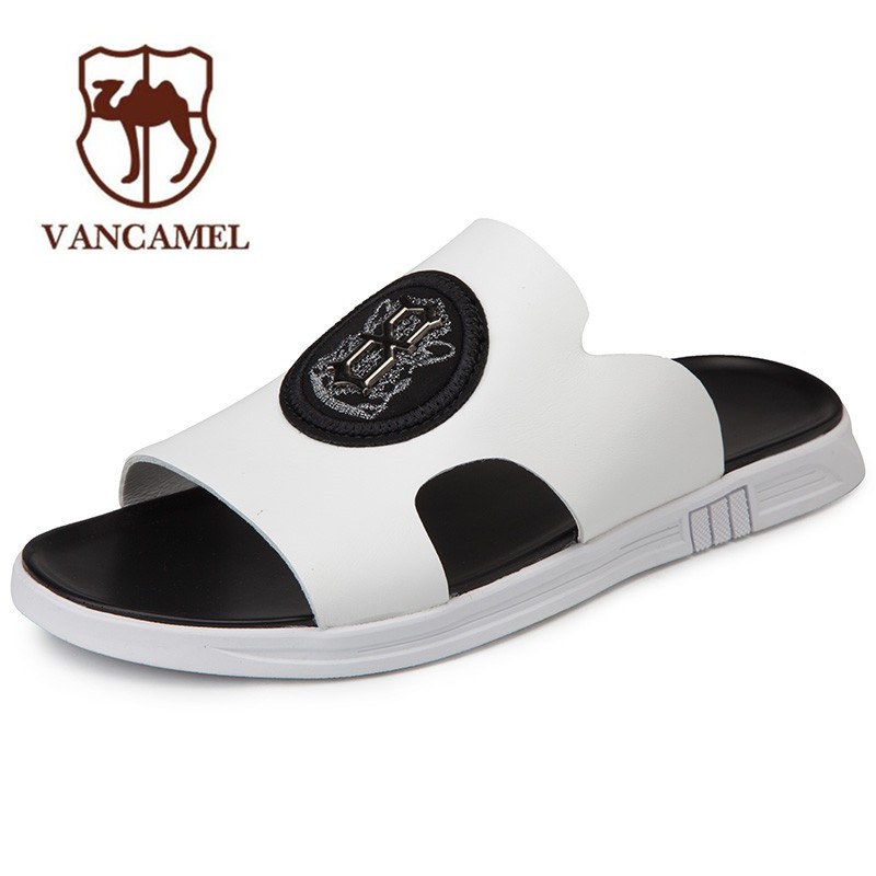 西域骆驼凉鞋夏季新款男士一字拖欧美时尚百搭透气软底室外沙滩鞋