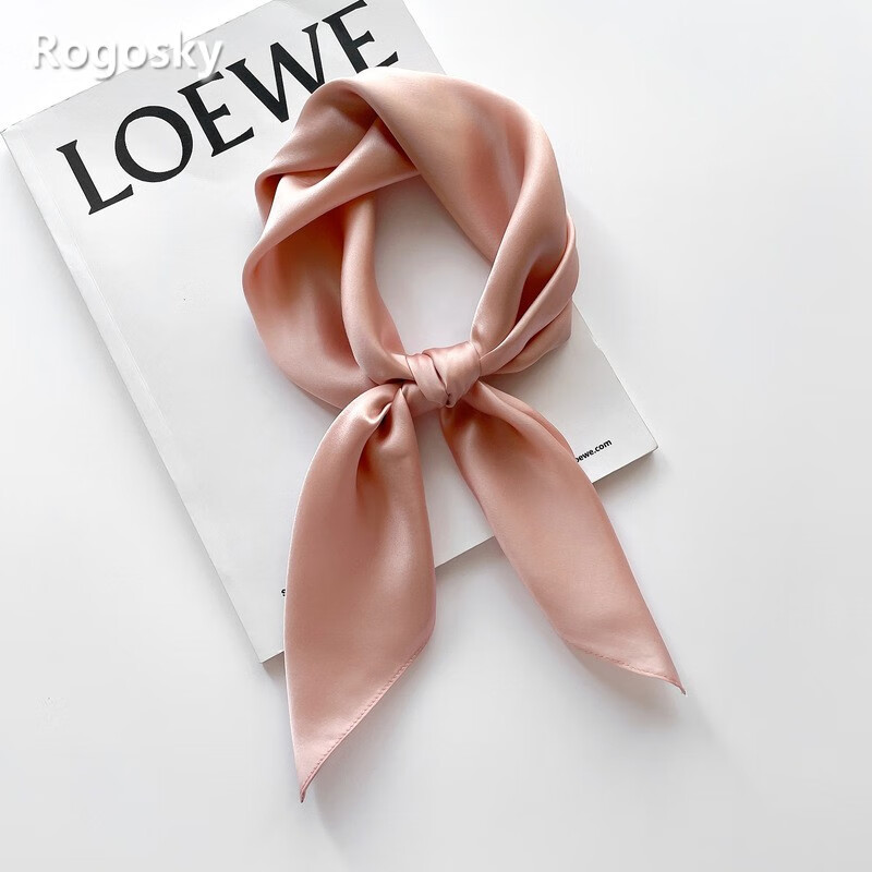 rogosky专柜潮牌新款丝巾韩版纯色小方巾桑蚕丝披肩围巾装饰领巾轻奢