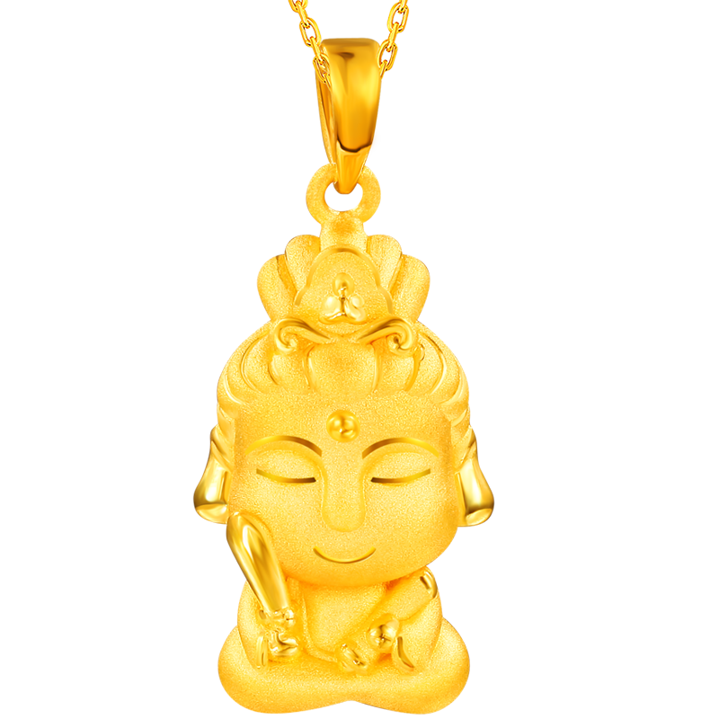 菜百首飾 黃金吊墜 足金生肖佛生肖兔-文殊菩薩不含鏈 定價(jià) 約2.80克