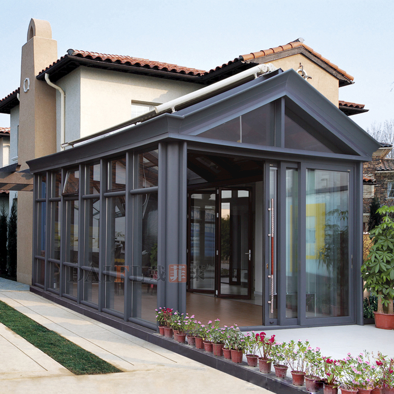 戴菲莱露台阳光房铝合金欧式系统中空玻璃房楼顶封阳台保温隔热窗纱