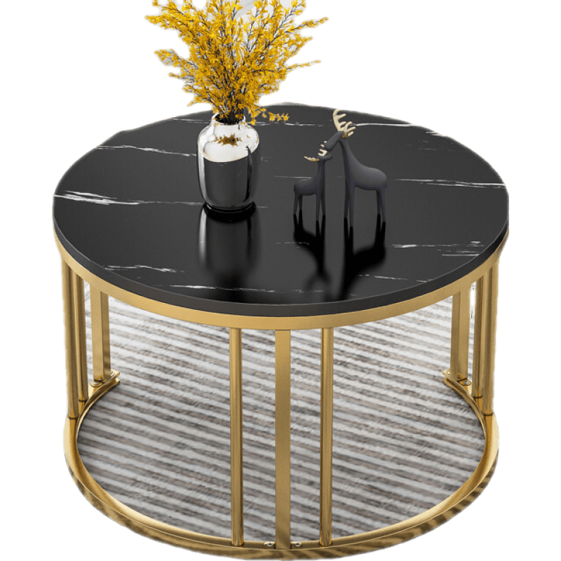 醉季 轻奢茶几小桌子简约现代迷你沙发边小圆桌家用客厅小户型茶几组合 黑理石纹70CM 宽大台面 多元储物