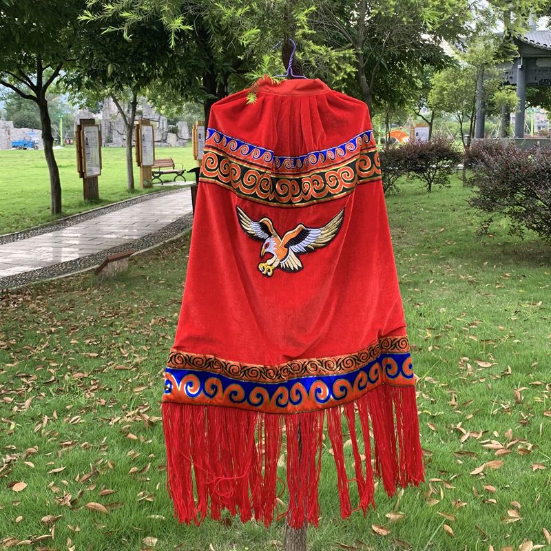 爵思朗新披毡彝族披风黑色传统查尔瓦火把节男女斗篷民族生活舞台演出