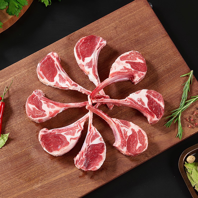潮羊牧歌 宁夏滩羊肉 生鲜原切法式羊排小切 煎烤烧烤食材清真 法式羊排12支