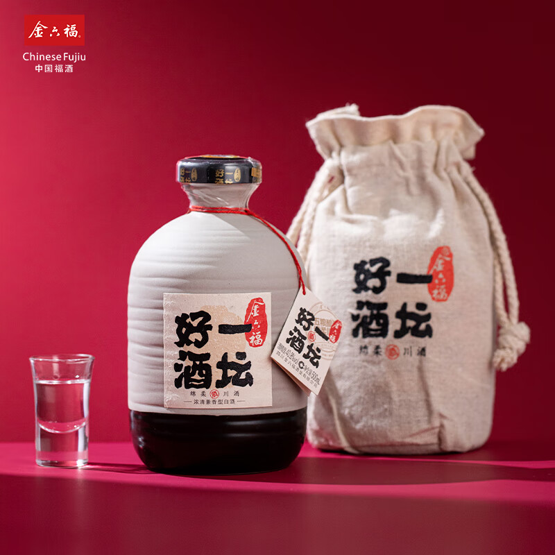 金六福一坛好酒陶坛 40.8度浓清酱兼香型白酒【宴请送礼】 40.8%vol 500mL 4瓶 整箱装 40.8度