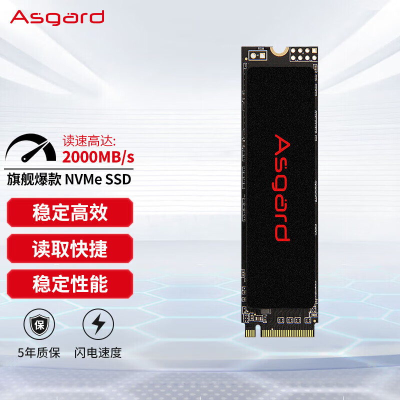 阿斯加特Asgard 256GB SSD固态硬盘 M.2接口(NVMe协议) PCIe 3.0 AN2系列 256GB