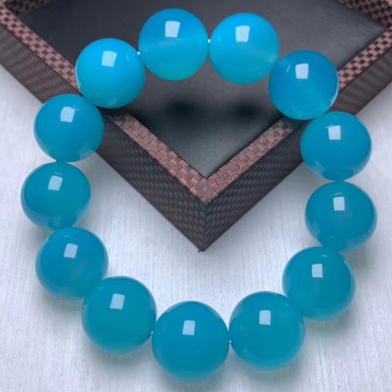 诺源珠宝 天然原矿蓝玉髓手链手串奶油体女款 晶体通透干净节日送礼