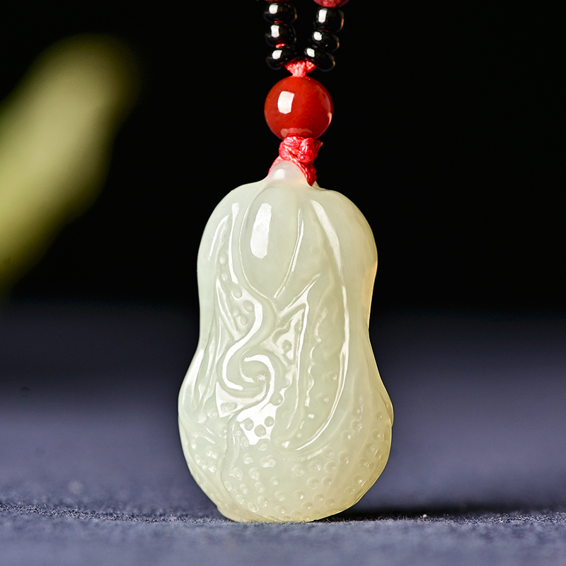靳钰晨 和田玉白菜吊坠男女款招财百财玉石玉坠挂件玉坠男 款式一