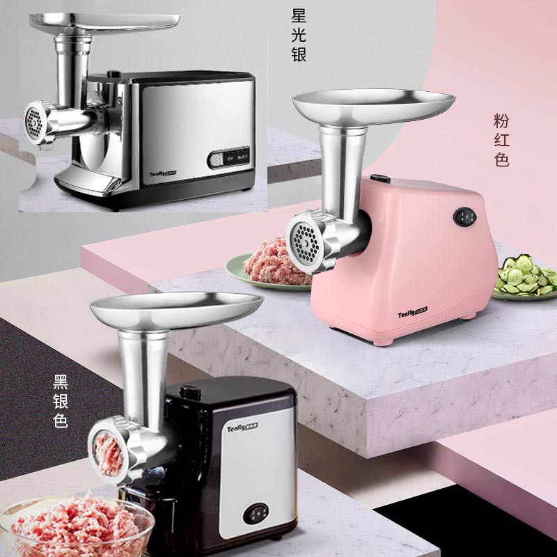 Tenfly绞肉机家用电动灌肠机搅肉机多功能碎肉饺馅机小型商用辣椒蒜蓉机多功能肉不锈钢绞肉机 350W 标配双刀片 进阶版 2L