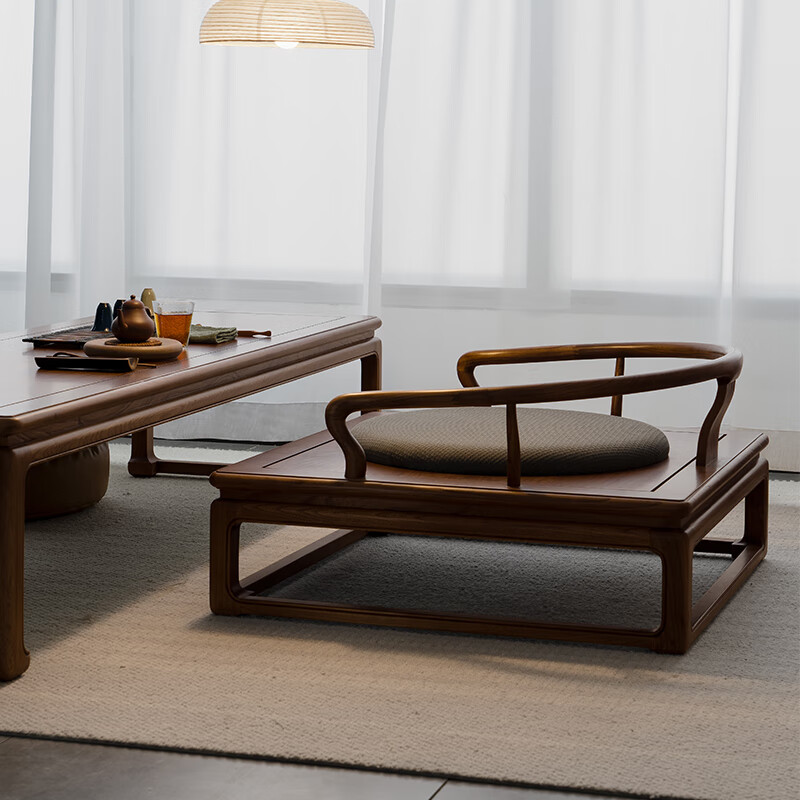 顺谐新中式禅椅实木禅意榆木太师椅禅修椅子中式打坐椅 坐下禅椅