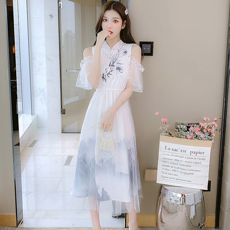 古维慕（GUWEIMU）夏季汉服女薄款成人连衣裙改良版雪纺子女装夏天仙女超仙收腰显瘦 图片色 S怎么样,好用不?