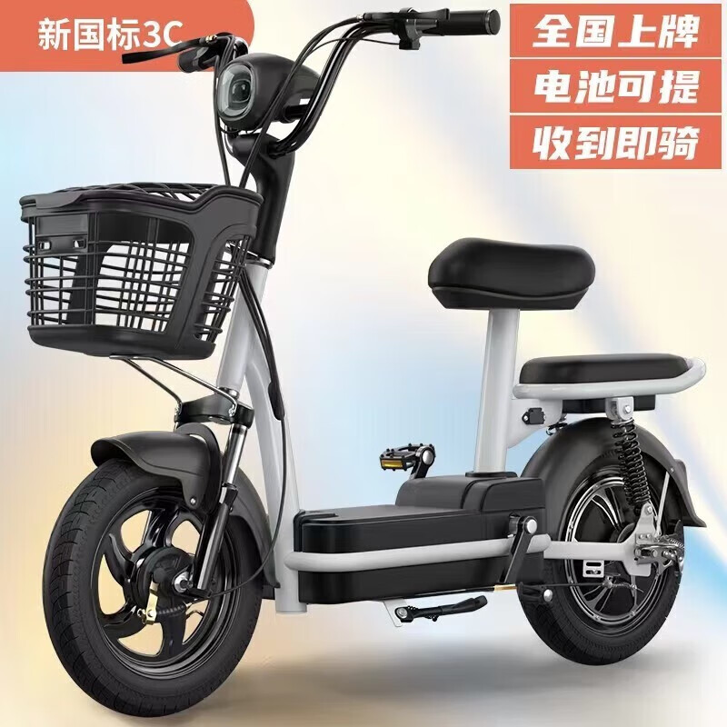 lulide新国标电动车小型电动自行车电动车助力电瓶车可上牌 炫酷黑