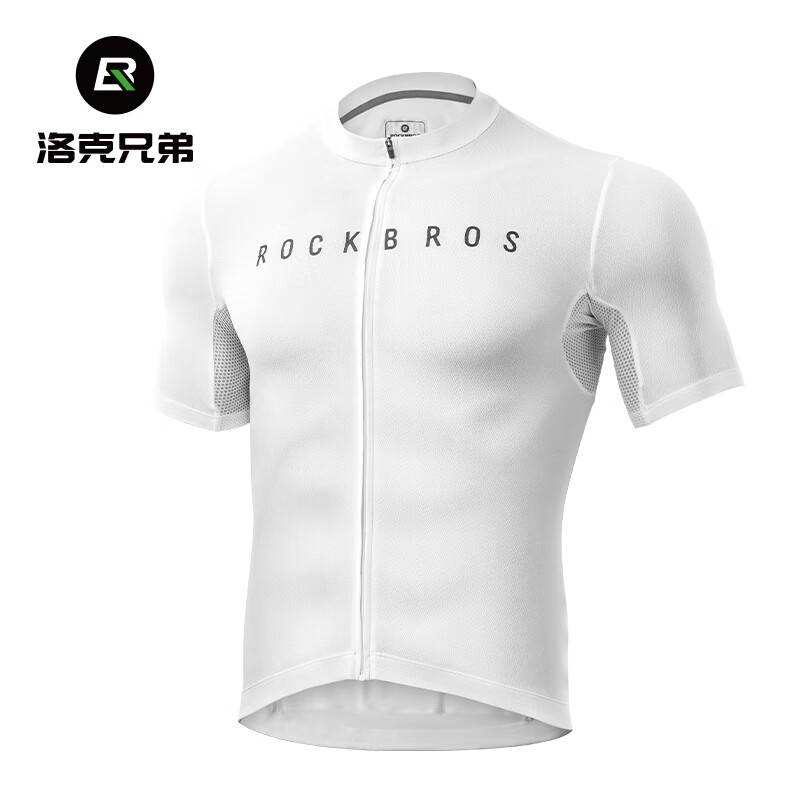 洛克兄弟（ROCKBROS）夏季騎行服套裝男女山地公路自行車(chē)衣服單車(chē)裝備 白色上衣（輕薄款） XL