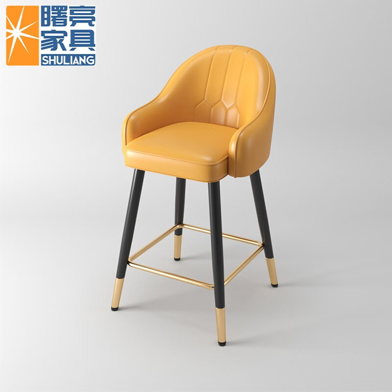 曙亮(shuliang)吧台椅 pu皮高脚凳靠背椅闪电款 坐面高65cm椅高95cm
