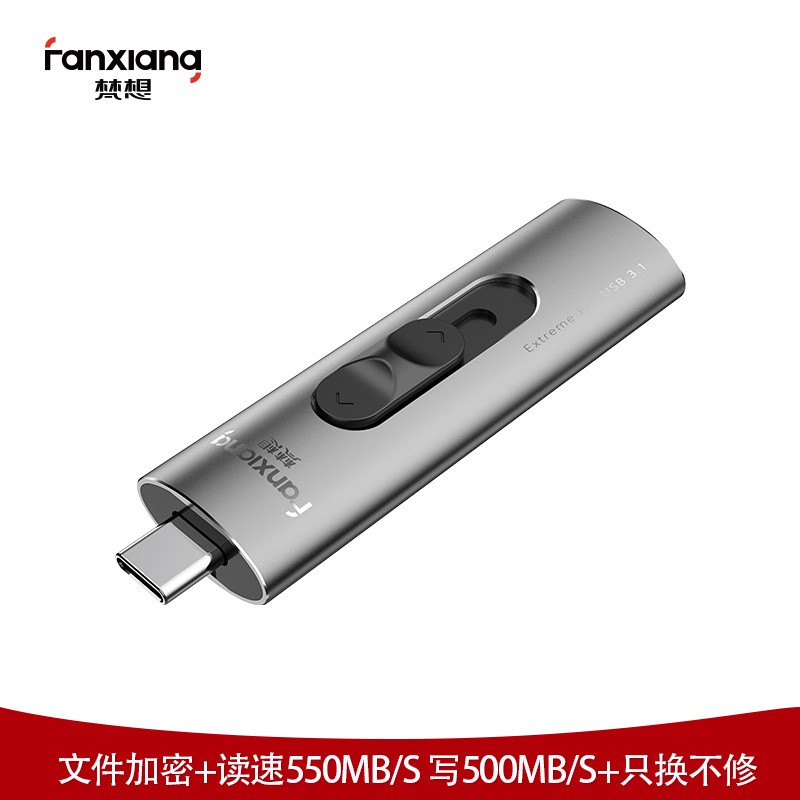 梵想（FANXIANG）256GB MLC固态U盘 USB3.1 Type-C双接口F395太空银 读速550MB/s 超极速手机电脑两用优盘