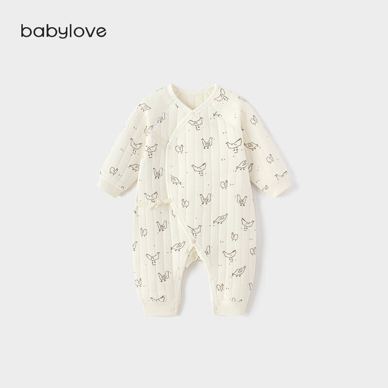 娃愛(ài)的蓓蓓babylove新生兒連體衣秋冬薄夾棉保暖哈衣睡衣嬰兒和尚服大吉大利 大吉大利-白 52cm