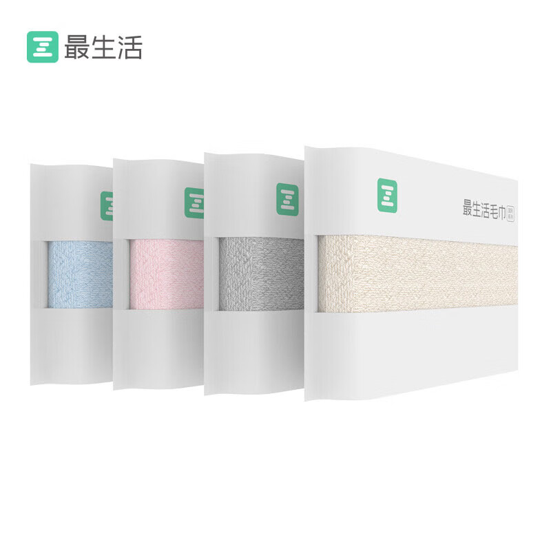 最生活 新疆长绒棉毛巾 国民系列洗脸巾 纯棉强吸水 4条装 米/灰/粉/蓝怎么看?