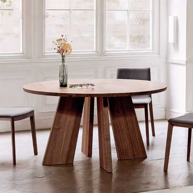 实木现代轻奢餐桌日式纯实木餐桌民宿酒店大圆桌原木家 定制尺寸颜色