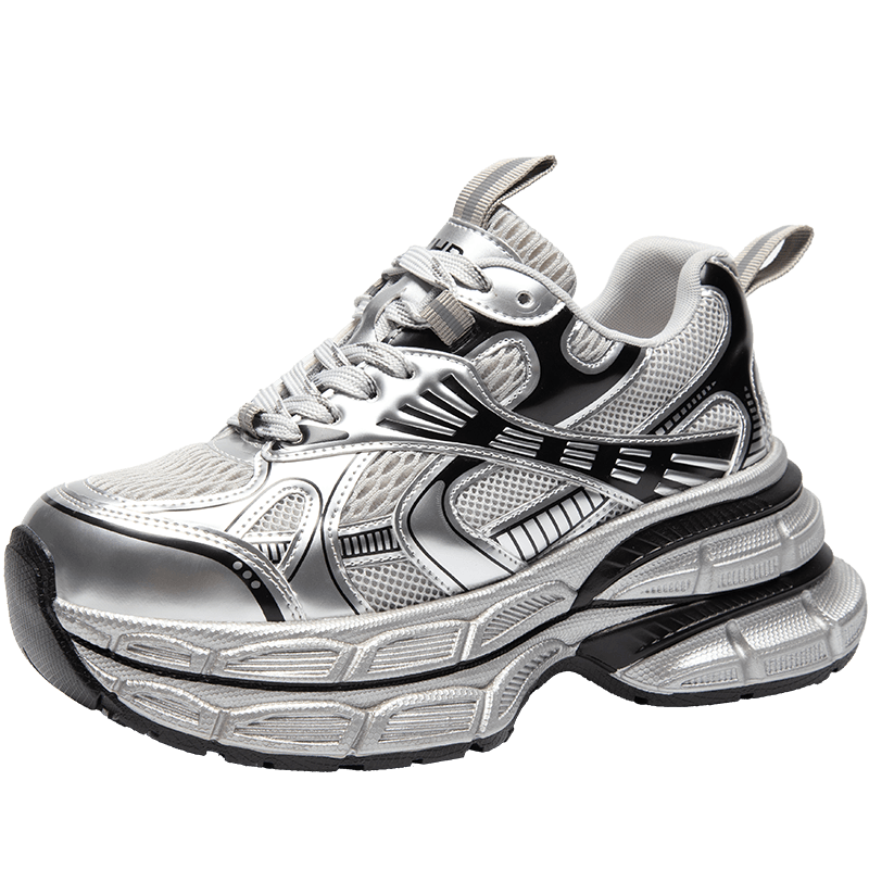 ZHR老爹鞋女复古潮流厚底内增高女鞋休闲情侣鞋子女 JT67 银色 36 