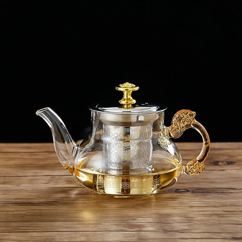 明火玻璃茶壶电磁炉不锈钢煮茶壶家用办公花茶具 400毫升玉把壶 0ml