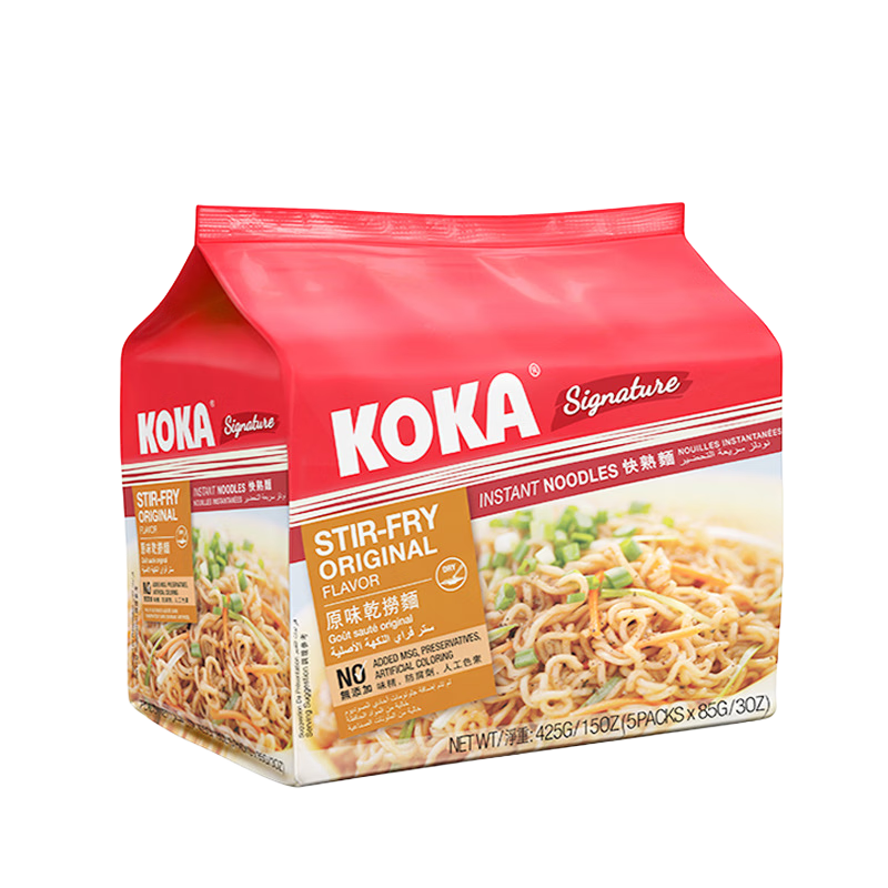 KOKA方便面原味干捞面425g袋装 新加坡进口速食泡面拌面汤面