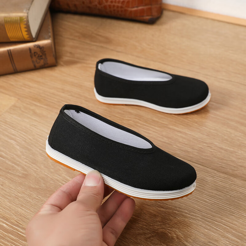 伊麦仙老北京布鞋男防滑单鞋儿童黑色汉服小黑鞋舞蹈表演平底休闲板鞋