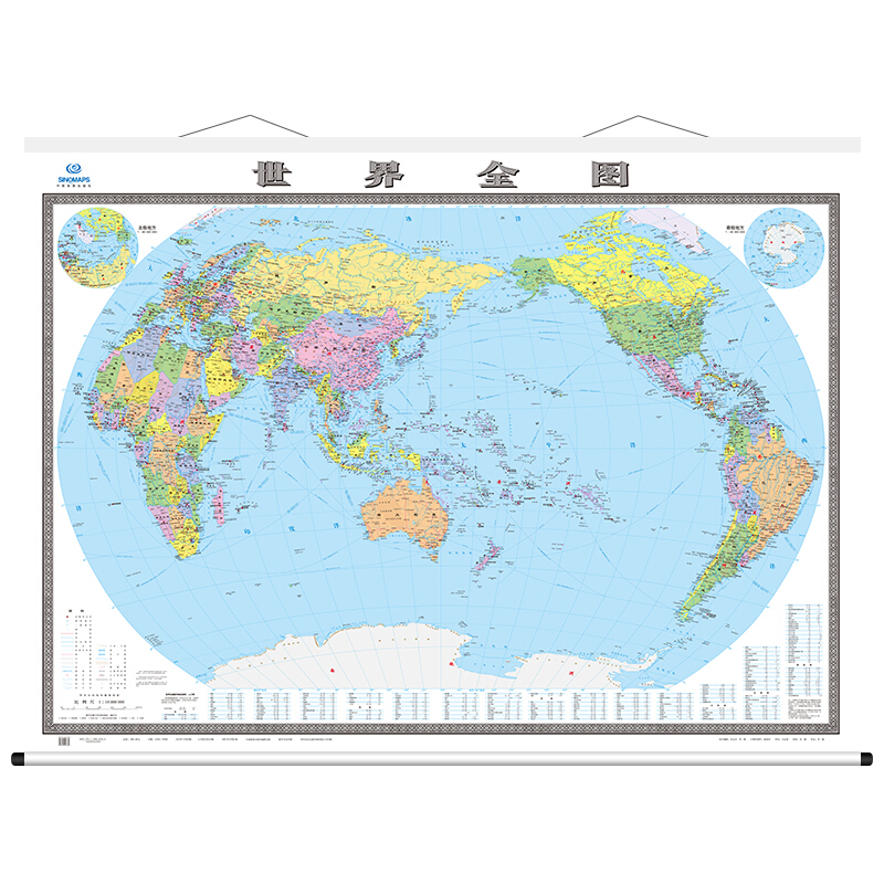 世界全图(2米*1.5米 大尺寸地图挂图仿实木卷轴 升级版挂图)