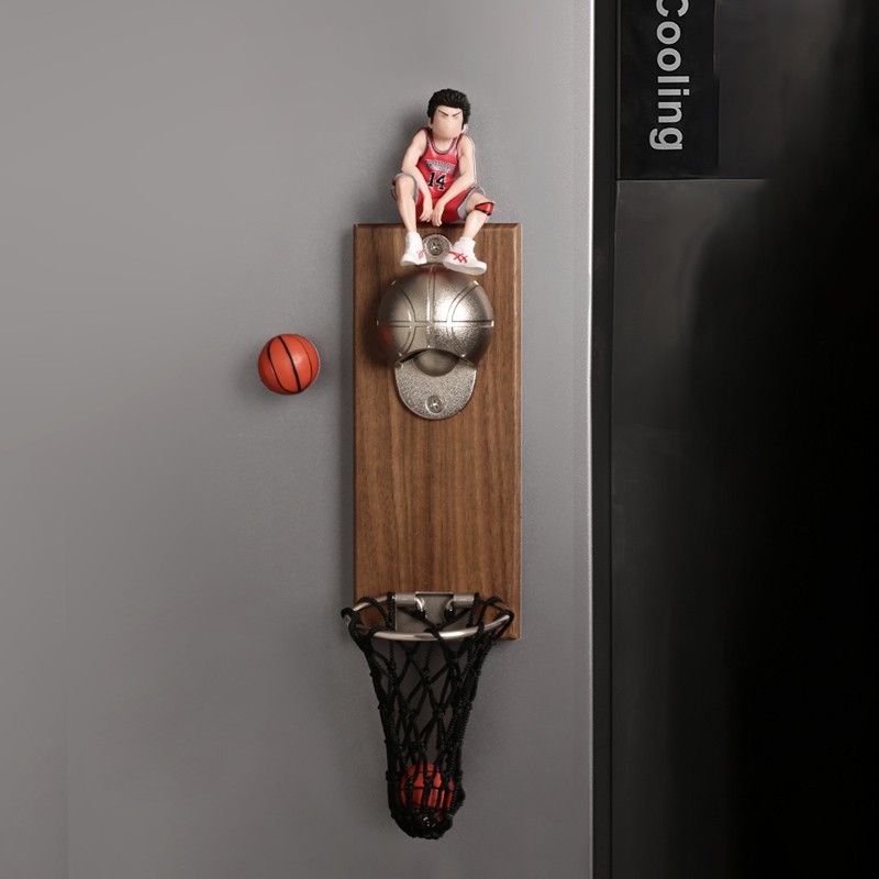 贝汉美（BHM） 创意灌篮高手冰箱贴动漫立体公仔装饰磁力贴 带网开瓶器+2个篮球+大号三井寿