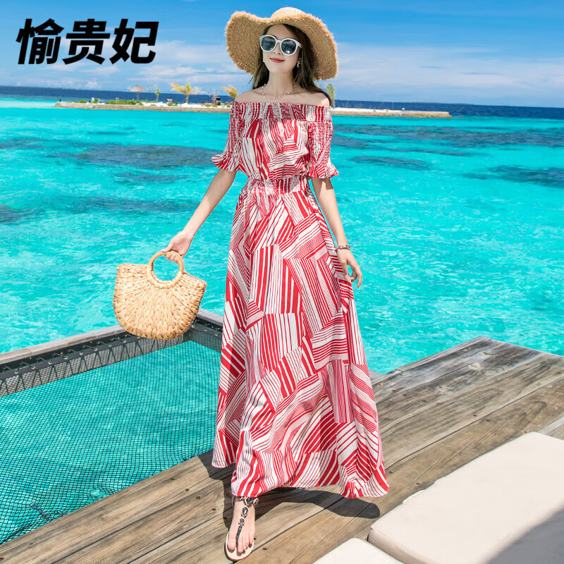 贵妃高档度假沙滩裙女旅游连衣裙穿搭云南女装适合海边拍照的衣服三亚