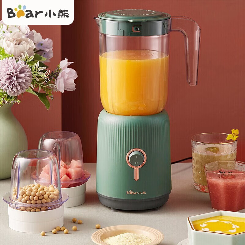 小熊(Bear) 料理机 家用宝宝小型婴儿辅食机 三杯三刀电动多功能搅拌机棒榨汁机研磨机 LLJ-C10P1 搅拌杯+绞肉机+研磨杯 三杯三刀