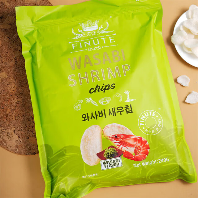 clcey韩国进口芥末味虾片()240g零食