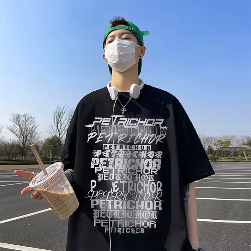 菲尼东爵华夫格t恤男短袖男大码五分袖 大皂风 ht73307-22 黑色 s