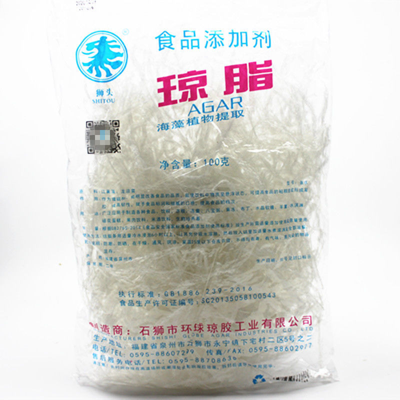 食添匯軒（SHITIANHUIXUAN）獅頭瓊脂(瓊脂條)瓊膠 布丁卡拉膠瓊脂條果凍凝膠杏仁豆腐琥珀糖 原裝100g*3袋