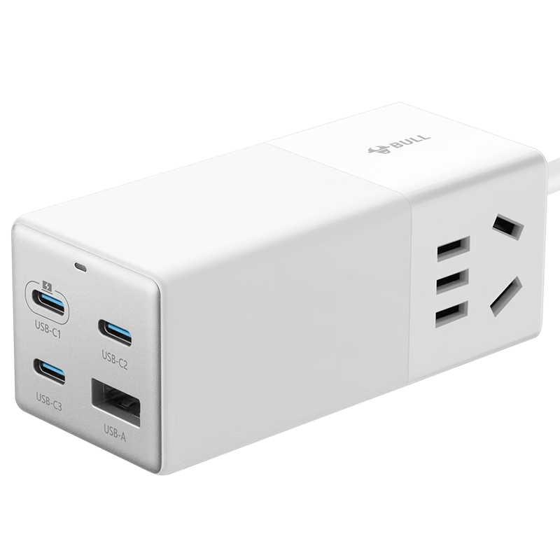 BULL 公牛 氮化镓67W充电器快充笔记本插座/插线板/插排 USB（3C1A）+2插孔