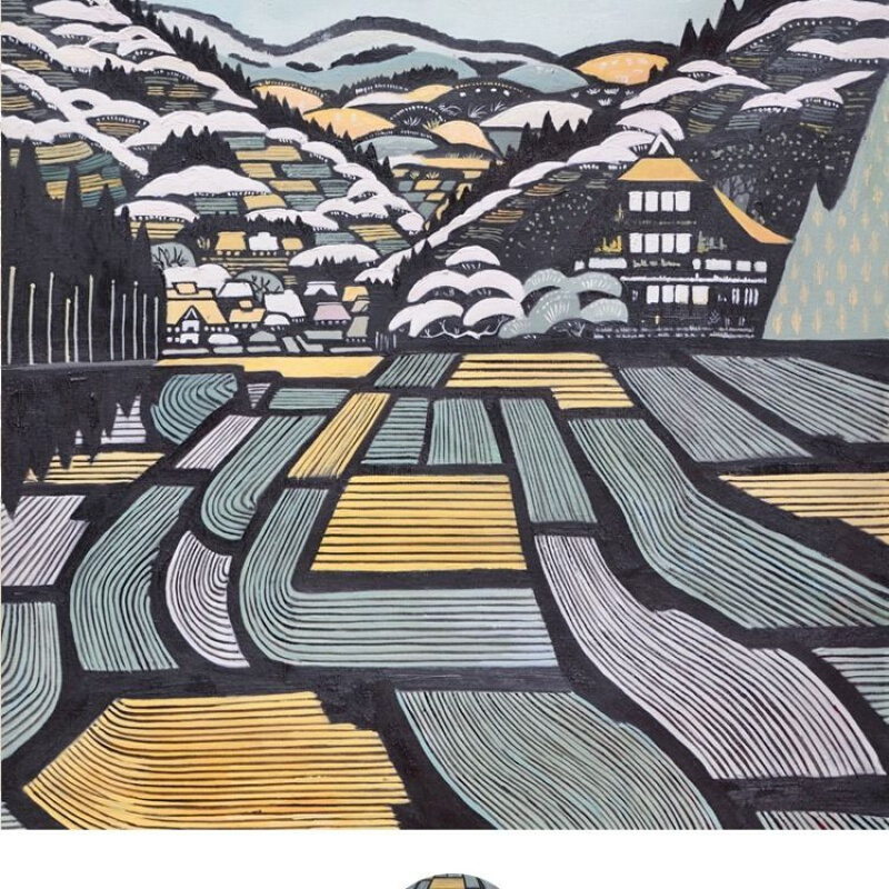 新中式玄关餐厅挂画五谷丰登现代简约客厅墙面装饰画北欧风景壁画 40*