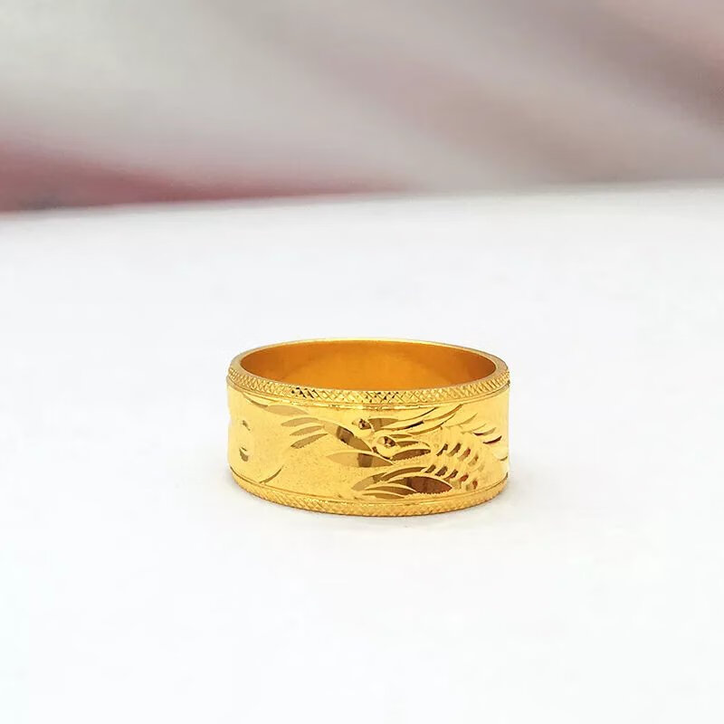 新款闭口男铜车花龙婚庆结婚戒子宽版男士指环 9mm 8号(手指围16-17)