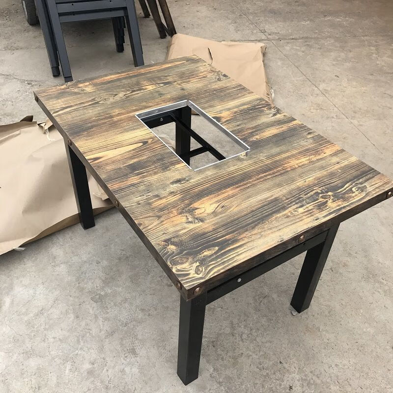 慕美帝斯韩式无烟木炭烤炉烧烤桌烤羊腿桌子商用自助烤肉火锅一体桌椅