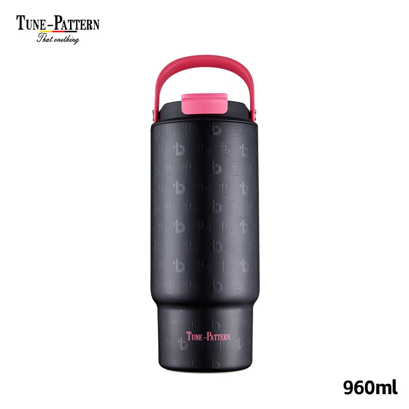 TUNE-PATTERN汀派纯钛保温杯户外大容量保冷车载便携咖啡钛杯悦鲜冰霸双饮杯子 暗黑曜石【送定制杯刷】960ml