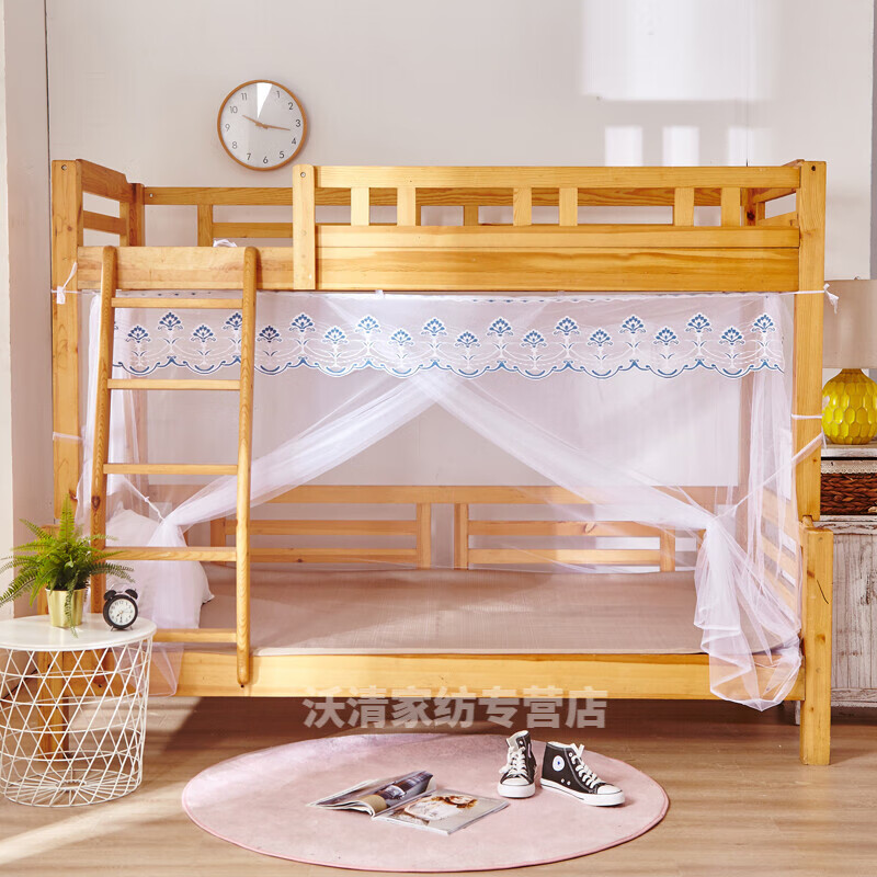 2免安装1.5米 白色绣花边 挂钩【不含支架】 上铺宽0.9米下铺宽1.2米