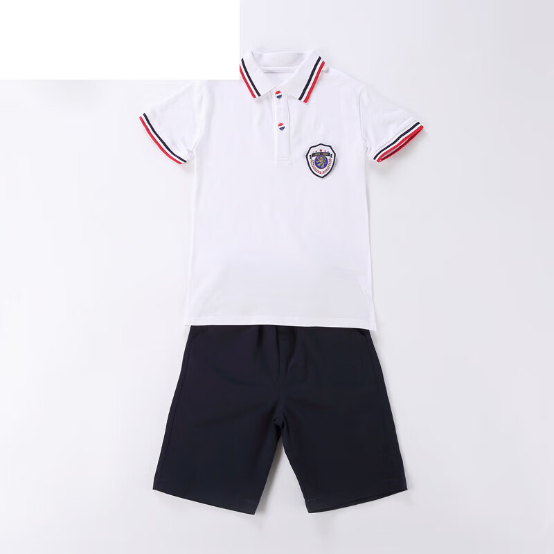 笙冉(shengran)北大培文校服小学生夏季装短袖儿童运动polo衫套装英伦