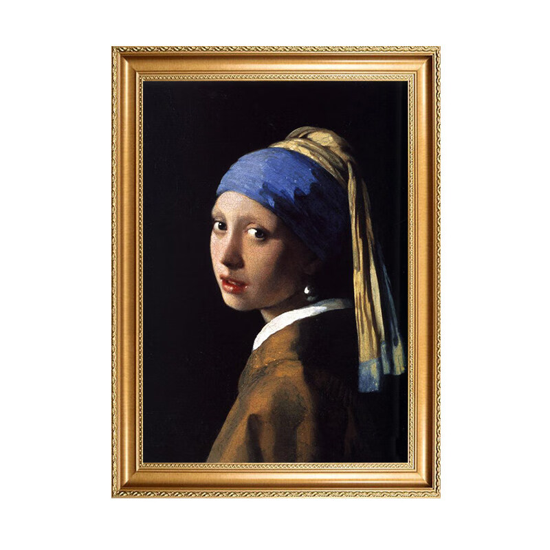 梦彩阁手绘油画维米尔戴带珍珠耳环的少女画人物名玄关酒店别墅艺术画